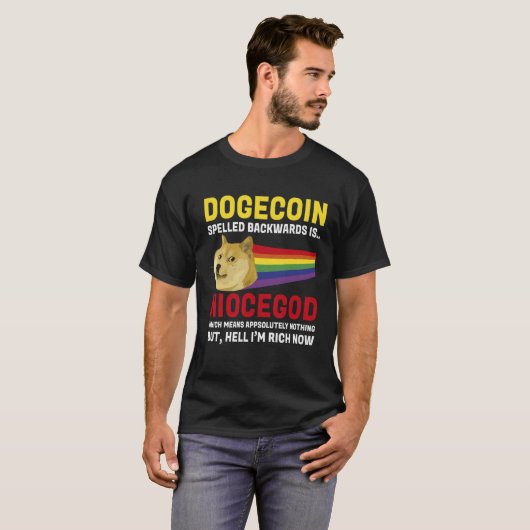 Dogecoin Crypto Meme Dogecoin Backwards  Cryptocur Tシャツ (正面フル)