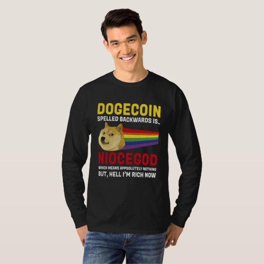 Dogecoin Crypto Meme Dogecoin Backwards Cryptocur Tシャツ (正面フル)