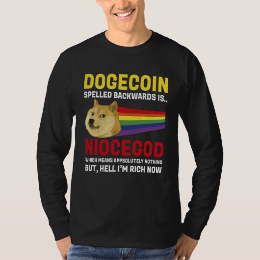 Dogecoin Crypto Meme Dogecoin Backwards Cryptocur Tシャツ (正面)