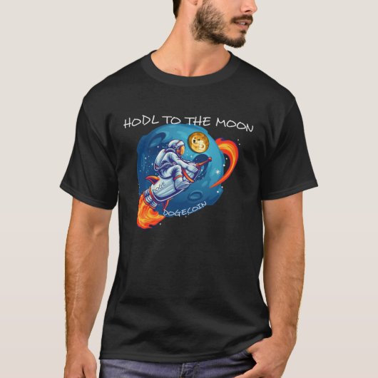 Dogecoin HODL To The Moon Crypto Rocket Cryptocurr Tシャツ (正面)