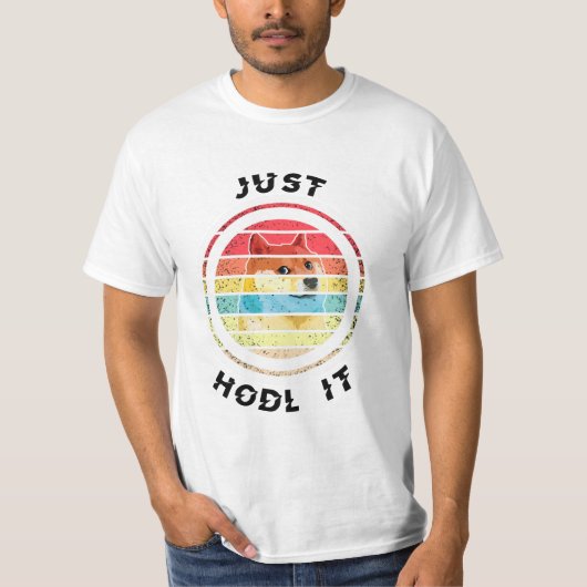 Dogecoin Just Hodl It Retro Design Tシャツ (正面)