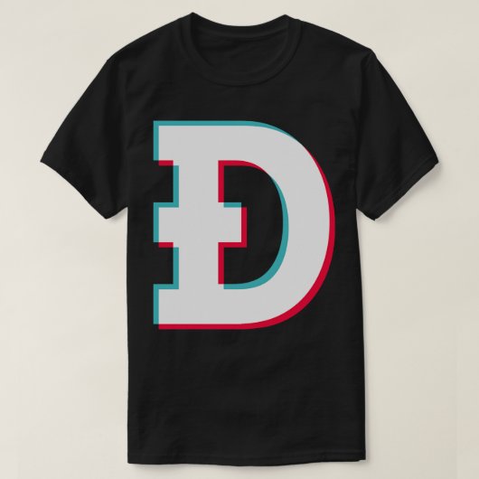Dogecoin Social Mediaアプリ青いピンクのグリッチモダン Tシャツ (デザイン正面)