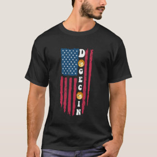 Dogecoin To The Moon Us Flag Crypto Meme Doge Hodl Tシャツ