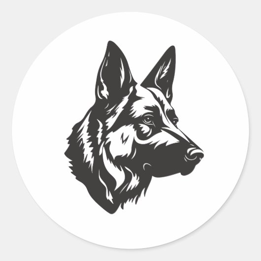 Dogfather Shepherd Face Sticker ラウンドシール (正面)