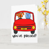 Dogg & Cattがテストカードに合格 カード (黄色い花)