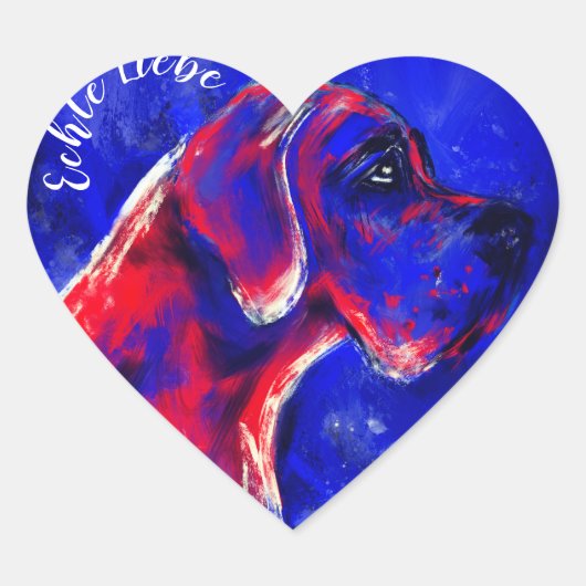 Doggenaufkleber rot blau Herz ハートシール (正面)