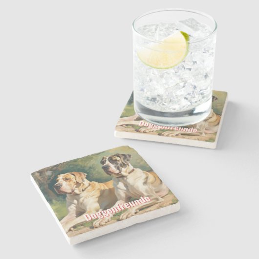 Doggenfreunde Untersetzer Marmor für Freunde ストーンコースター (横)