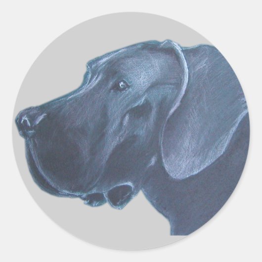 Doggenkopf Zeichnung ラウンドシール (正面)