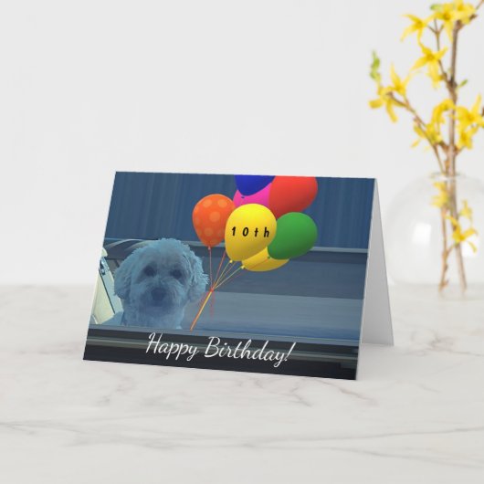 Doggie標準ハッピーバースデーのカスタマイズ カード (黄色い花)