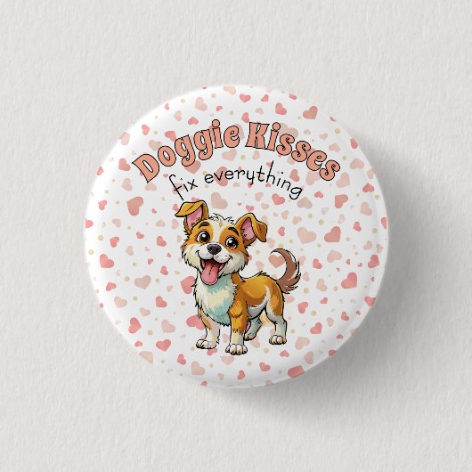 Doggie Kisses Button 缶バッジ (正面)