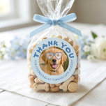 Doggie Treat Wedding Favors Dog Photo Thank You ラウンドシール<br><div class="desc">ADD YOUR DOG’S PHOTO FACE, POSITION THE SUNGLASSES, AND YOU’RE DONE! IF YOU'D LIKE TO CHANGE THE SUNGLASSES FRAME COLOR, SIMPLY UNGROUP THAT LAYER. Make your furry friend part of your special day with these wedding dog (or cat) stickers! Perfect for doggie bags or any custom favors. Celebrate your favorite...</div>