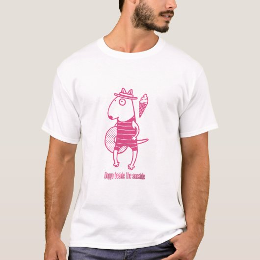Doggo beside the seaside: Pink Tシャツ (正面)