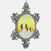 doggy snowman/ snowdog スノーフレークピューターオーナメント (左)