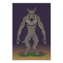 Dogman CryptidまたはWerwolf フォトプリント