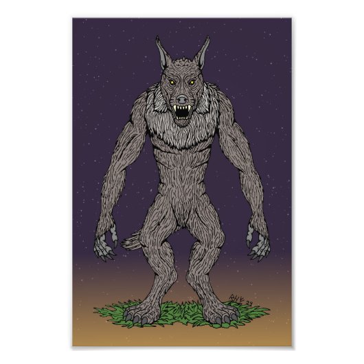 Dogman CryptidまたはWerwolf フォトプリント (正面)