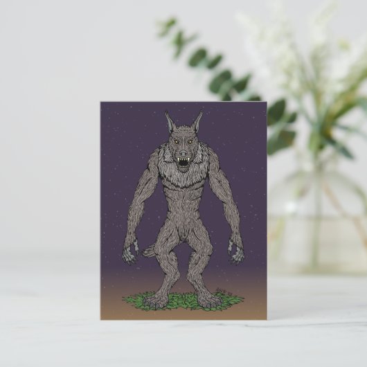 Dogman CryptidまたはWerwolf ポストカード (スタンド正面)