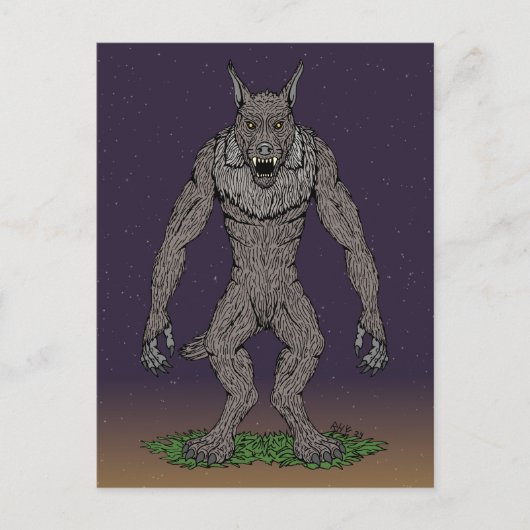 Dogman CryptidまたはWerwolf ポストカード (正面)