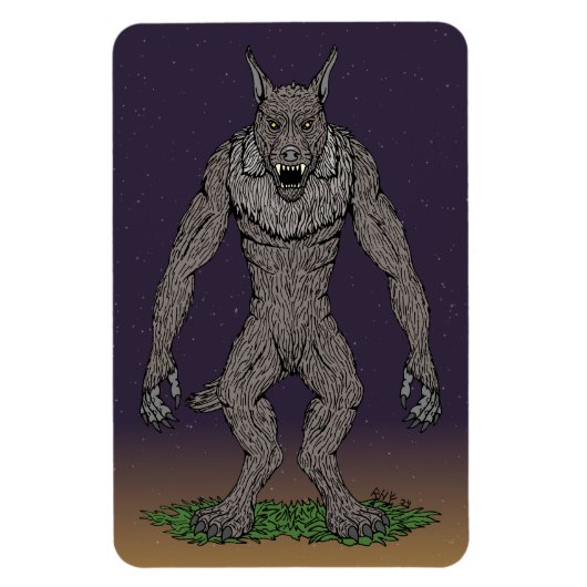 Dogman CryptidまたはWerwolf マグネット (縦)