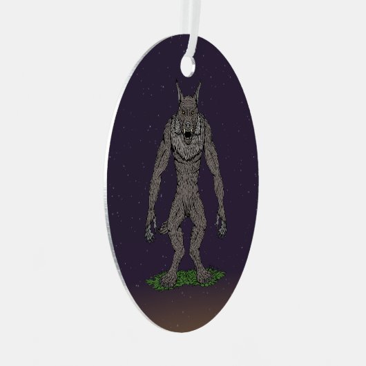 Dogman CryptidまたはWerwolf メタルオーナメント (正面右)