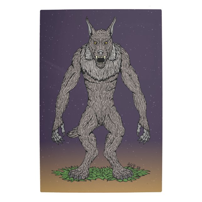 Dogman CryptidまたはWerwolf メタルプリント (正面)