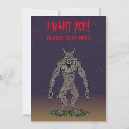 Dogman CryptidまたはWerwolf 招待状 (正面)