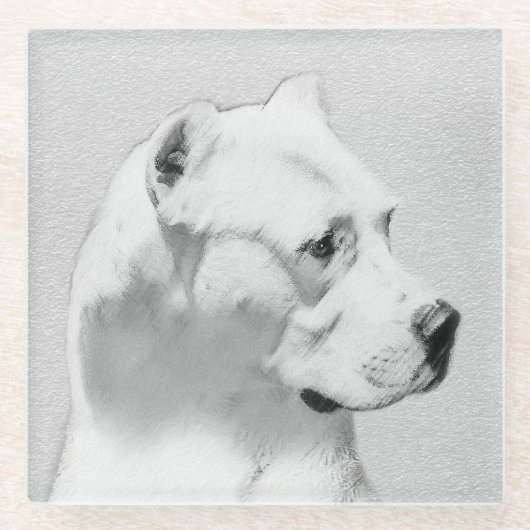 Dogo Argentino絵画's - Dogo Dog Art ガラスコースター (正面)