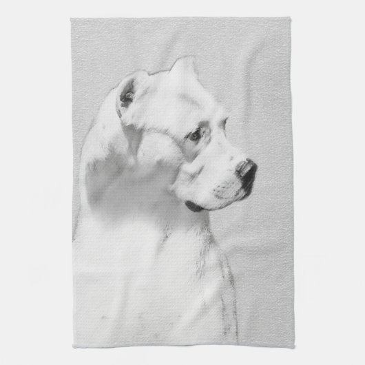 Dogo Argentino絵画's - Dogo Dog Art キッチンタオル (縦)