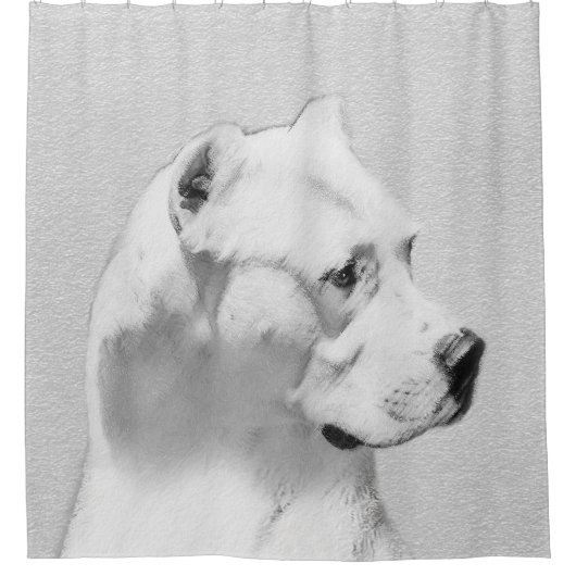Dogo Argentino絵画's - Dogo Dog Art シャワーカーテン (正面)