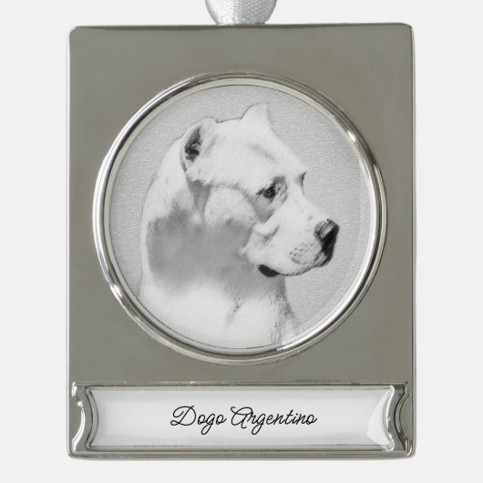 Dogo Argentino絵画's - Dogo Dog Art シルバープレートバナーオーナメント (正面)