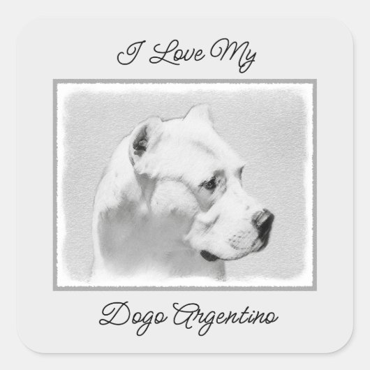 Dogo Argentino絵画's - Dogo Dog Art スクエアシール (正面)