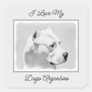 Dogo Argentino絵画's - Dogo Dog Art スクエアシール