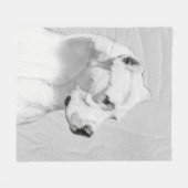 Dogo Argentino絵画's - Dogo Dog Art フリースブランケット (正面(横))