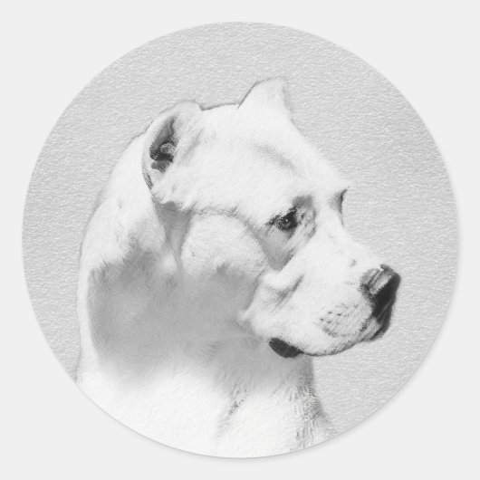 Dogo Argentino絵画's - Dogo Dog Art ラウンドシール (正面)