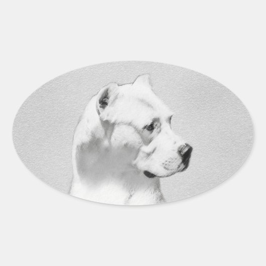 Dogo Argentino絵画's - Dogo Dog Art 楕円形シール (正面)