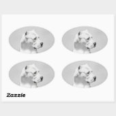 Dogo Argentino絵画's - Dogo Dog Art 楕円形シール (シート)