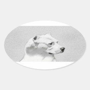Dogo Argentino絵画's - Dogo Dog Art 楕円形シール