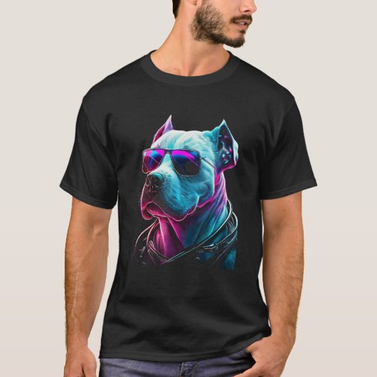 Dogo Argentino Dog owner Vaporwave Notorious DJ Tシャツ (正面)
