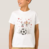 Dogo Argentino with soccer ball for Valentines Day Tシャツ (正面)