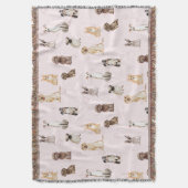 DogPuppy watercolor dogs cute pink スローブランケット (正面縦)