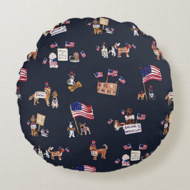 DOGS 4 DEMOCRACY Two-Sided Blue ラウンドクッション
