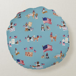 DOGS 4 DEMOCRACY Two-Sided Blue ラウンドクッション