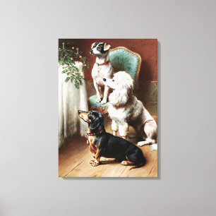 Dogs - A Christmas Treat、Carl Reichertによるアートワーク キャンバスプリント