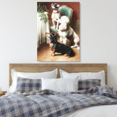 Dogs - A Christmas Treat、Carl Reichertによるアートワーク キャンバスプリント (インサイチュ (寝室))