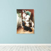 Dogs - A Christmas Treat、Carl Reichertによるアートワーク キャンバスプリント (インサイチュ (ウッドフロア))