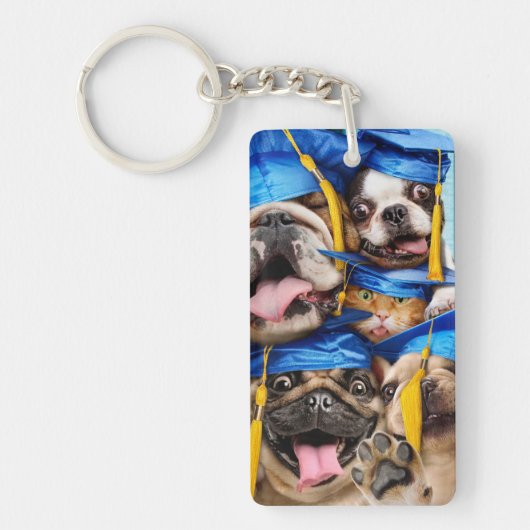 Dogs and Cat Grads in Photo Booth キーホルダー (正面)