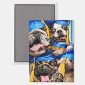 Dogs and Cat Grads in Photo Booth マグネット (正面/裏面)
