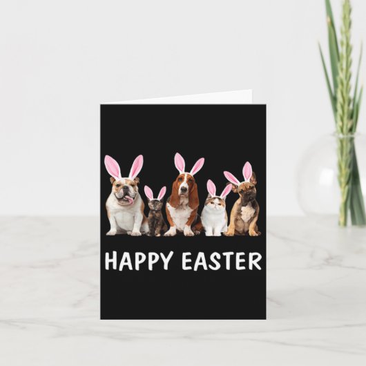 Dogs and cats happy easter funny gift for womens g カード (正面)