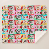 Dogs and Cats with Santa Beard シェルパブランケット (正面(横))