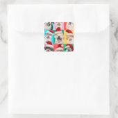 Dogs and Cats with Santa Beard スクエアシール (バッグ)