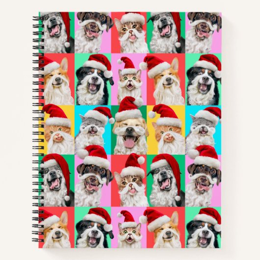 Dogs and Cats with Santa Beard ノートブック (正面)